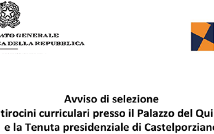 CRUI - Presidenza della Repubblica: 26 tirocini curriculari