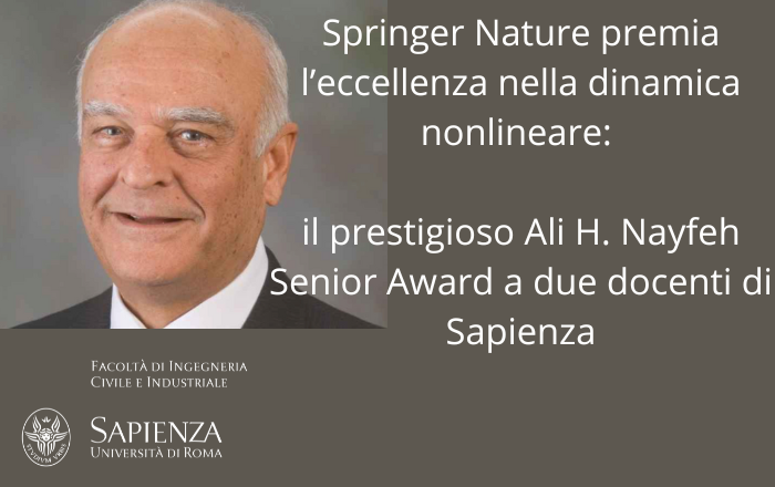 Springer Nature premia l’eccellenza nella dinamica nonlineare: il prestigioso Ali H. Nayfeh Senior Award a due colleghi di Sapienza