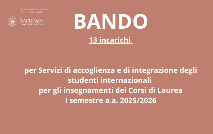 BANDO - 13 incarichi per Servizi di accoglienza e di integrazione degli studenti internazionali per GLI insegnamenti dei CORSI DI LAUREA per il I semestre a.a. 2025/2026