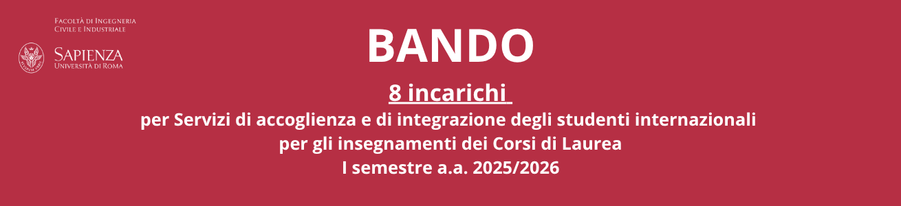 BANDO - 8 incarichi per Servizi di accoglienza e di integrazione degli studenti internazionali per insegnamenti dei CORSI dI lAUREA per il I semestre a.a. 2025/2026