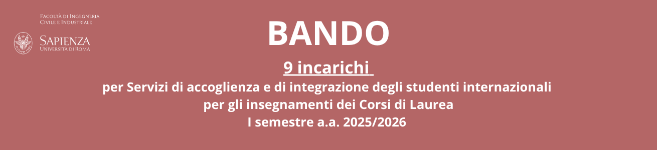 BANDO - 9 incarichi per Servizi di accoglienza e di integrazione degli studenti internazionali per GLI insegnamenti dei CORSI DI LAUREA per il I semestre a.a. 2025/2026 
